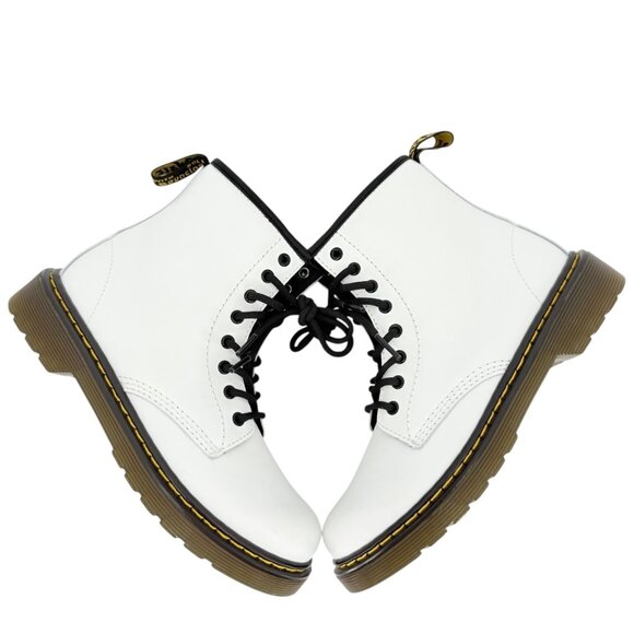 Dr. Martens Girls White Leather Boots Size 3 US With Zipper & Lace Closure NWOB - Picture 6 of 12